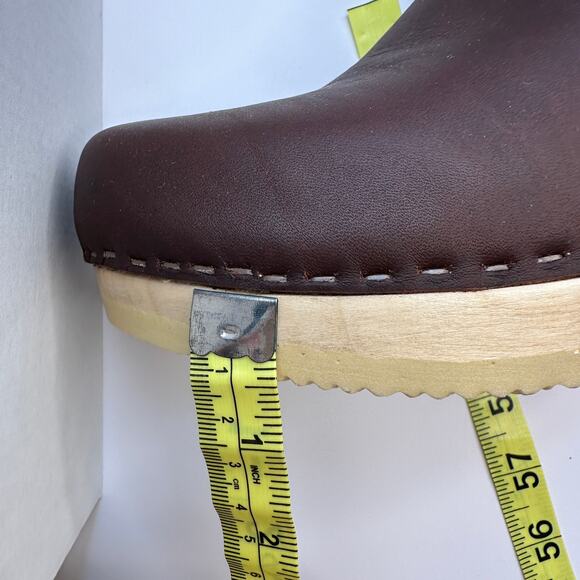 No. 6 Store 5" Pull On Shearling Clog Boot on Mid Heel Brown Aviator Size 38 NIB - Picture 15 of 16